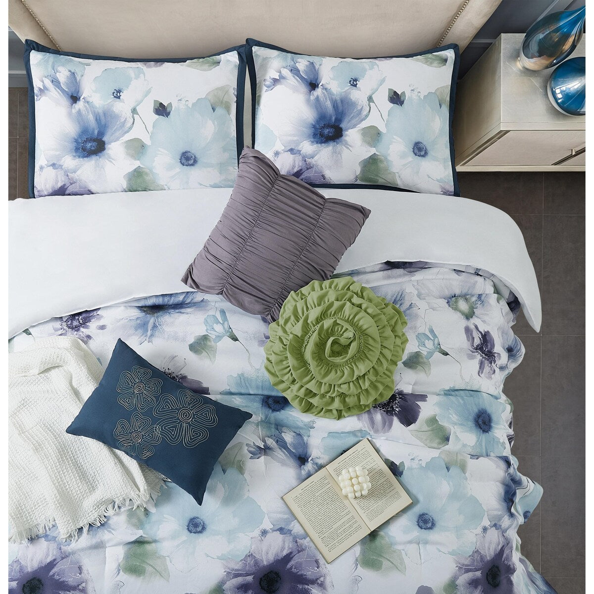 Nanshing Leela 7-teiliges Bettdeckenset mit Blumenmuster