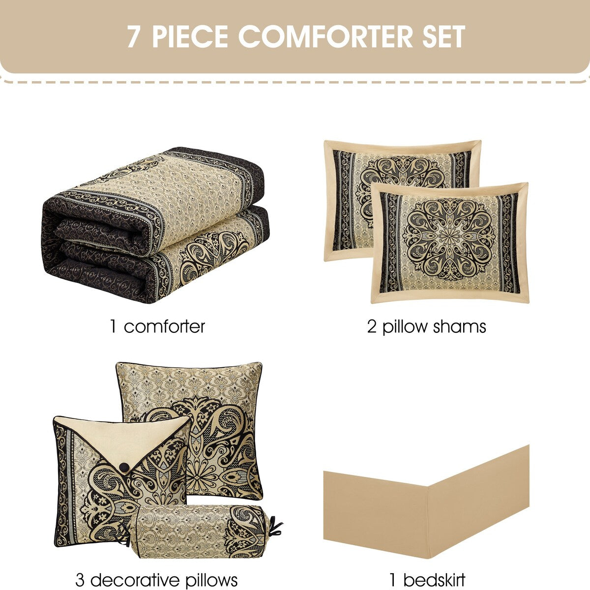 Nanshing Prince 7-teiliges elegantes Medaillon-Bettdeckenset