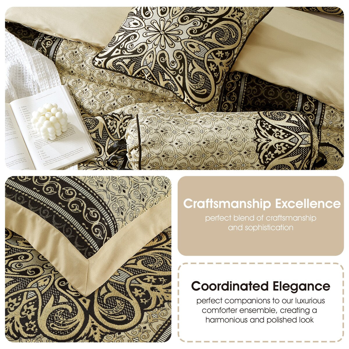 Nanshing Prince 7-teiliges elegantes Medaillon-Bettdeckenset