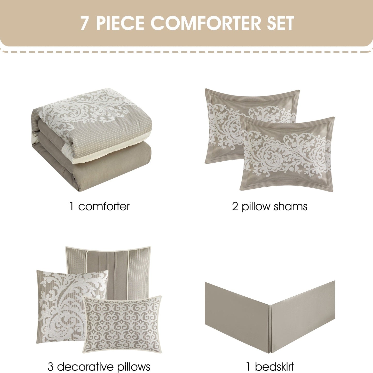 Nanshing Salem Damast-Jacquard 7-teiliges Bettdeckenset