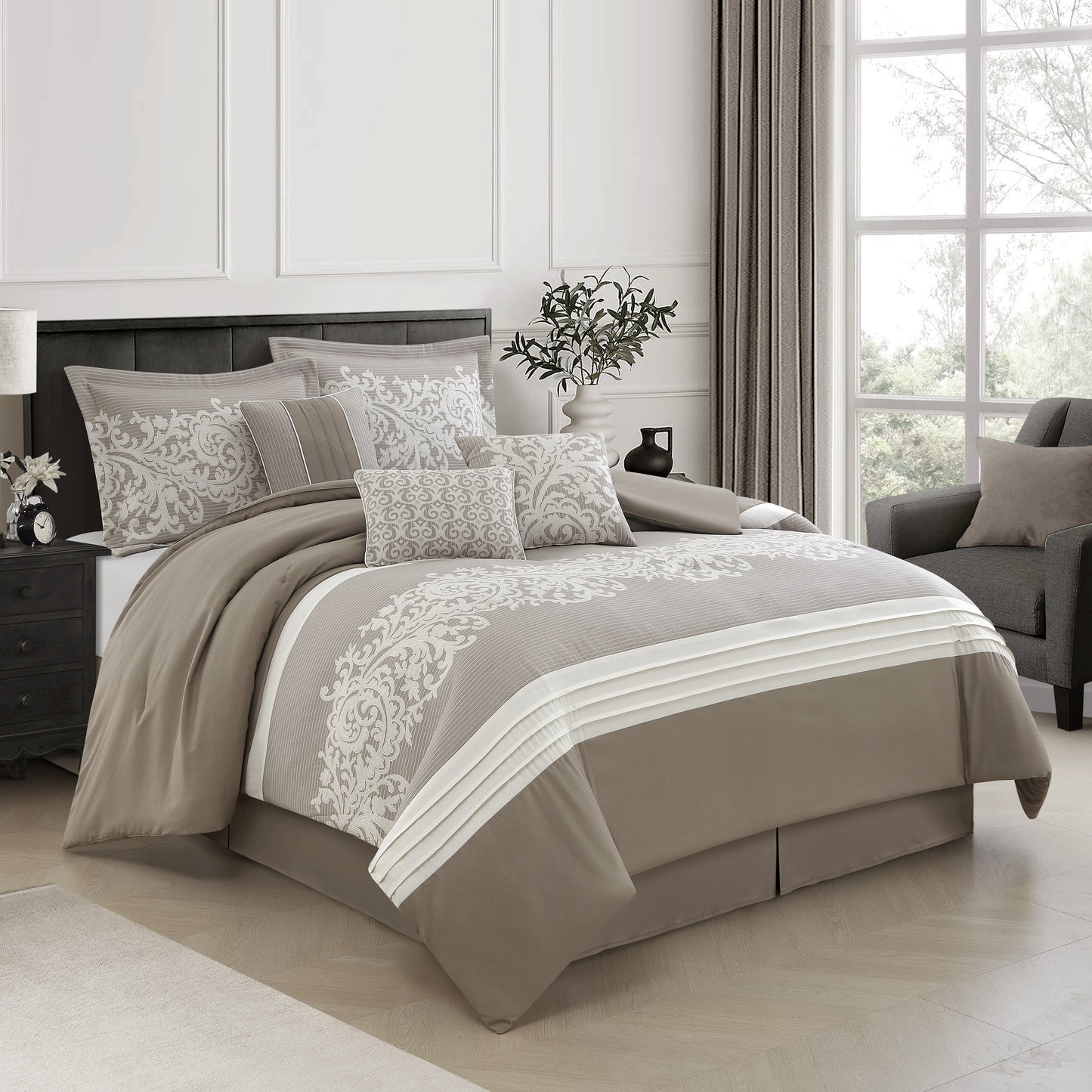 Nanshing Salem Damast-Jacquard 7-teiliges Bettdeckenset