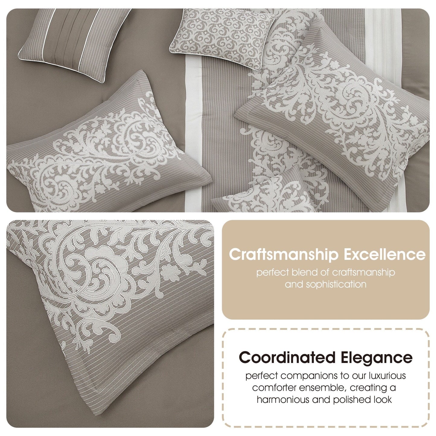 Nanshing Salem Damast-Jacquard 7-teiliges Bettdeckenset