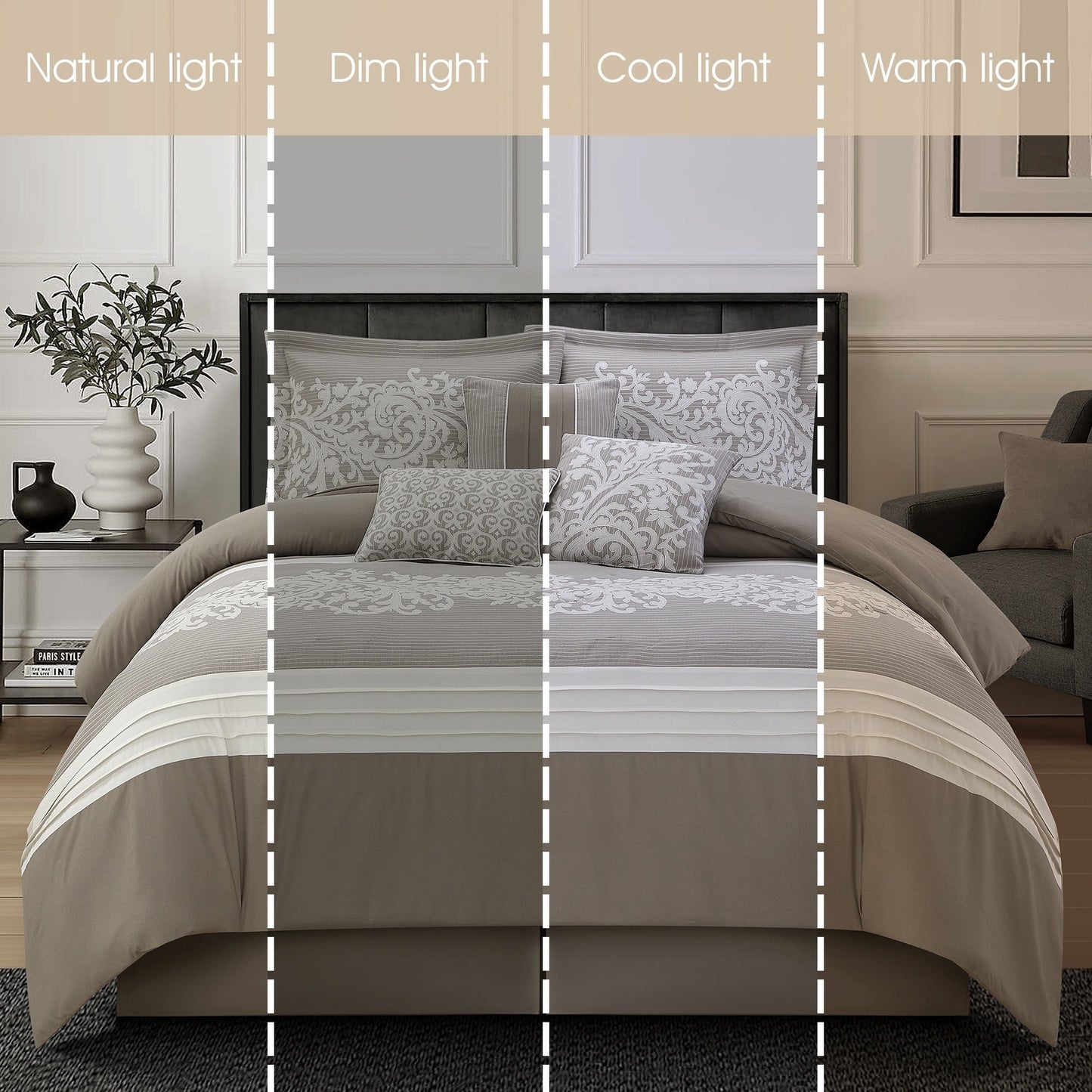 Nanshing Salem Damast-Jacquard 7-teiliges Bettdeckenset