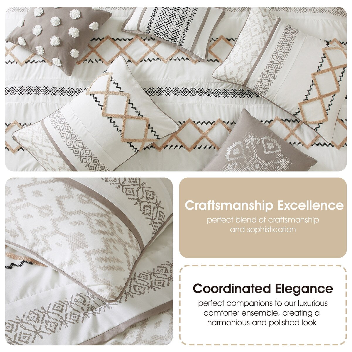 Nanshing Trina 15-teiliges Bettdeckenset mit Boho-Stickerei