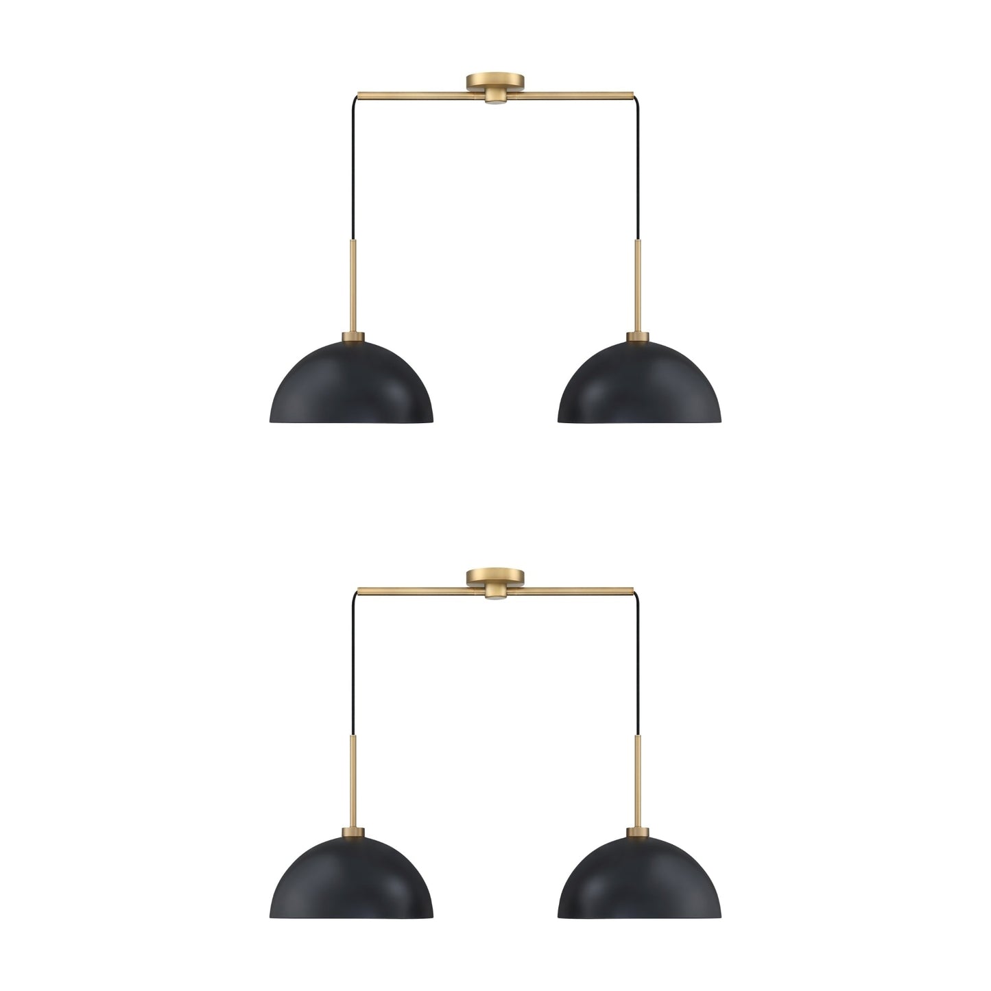 Nathan James Percy, moderne 2-flammige Pendelleuchte, Hängelampe mit Metallschirm und verstellbarem Kabel