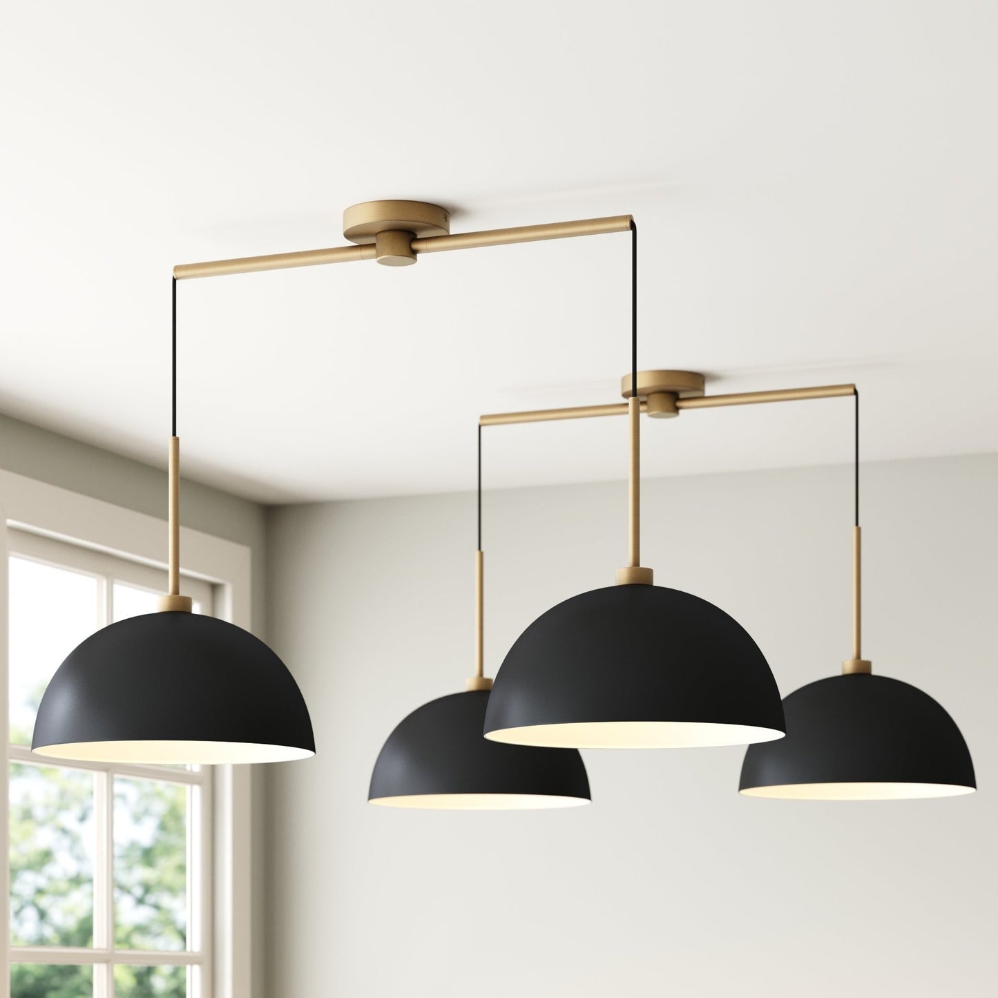 Nathan James Percy, moderne 2-flammige Pendelleuchte, Hängelampe mit Metallschirm und verstellbarem Kabel