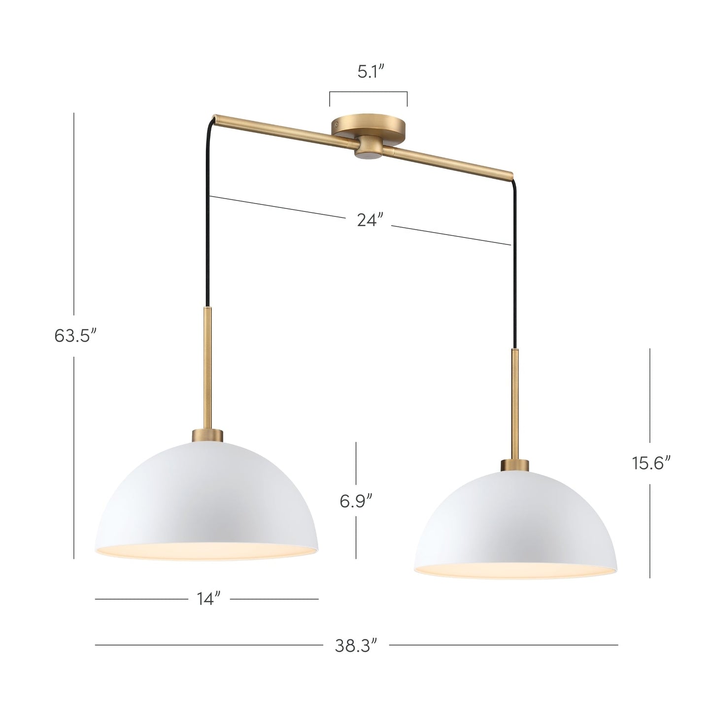 Nathan James Percy, moderne 2-flammige Pendelleuchte, Hängelampe mit Metallschirm und verstellbarem Kabel