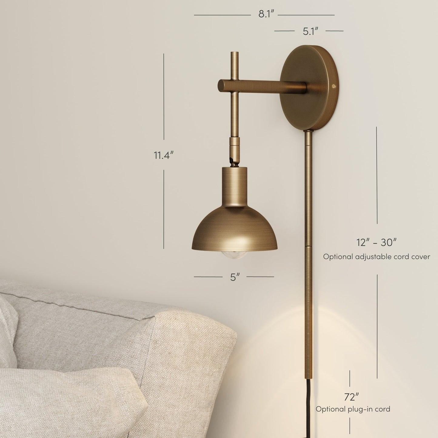 Nathan James Tamlin Wandleuchte mit Arm, 1 Leuchte, mit Plug-and-On-/Off-Schalter