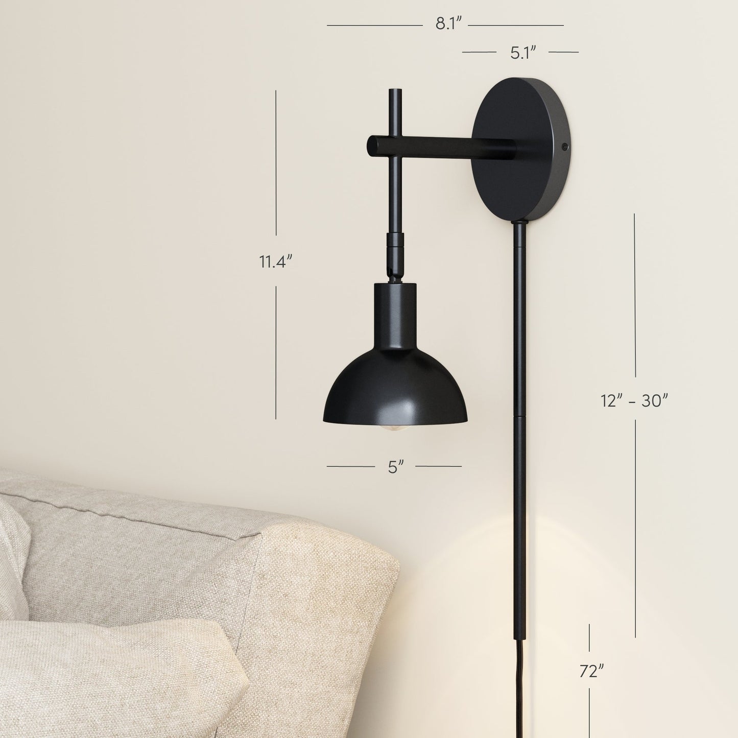 Nathan James Tamlin Wandleuchte mit Arm, 1 Leuchte, mit Plug-and-On-/Off-Schalter