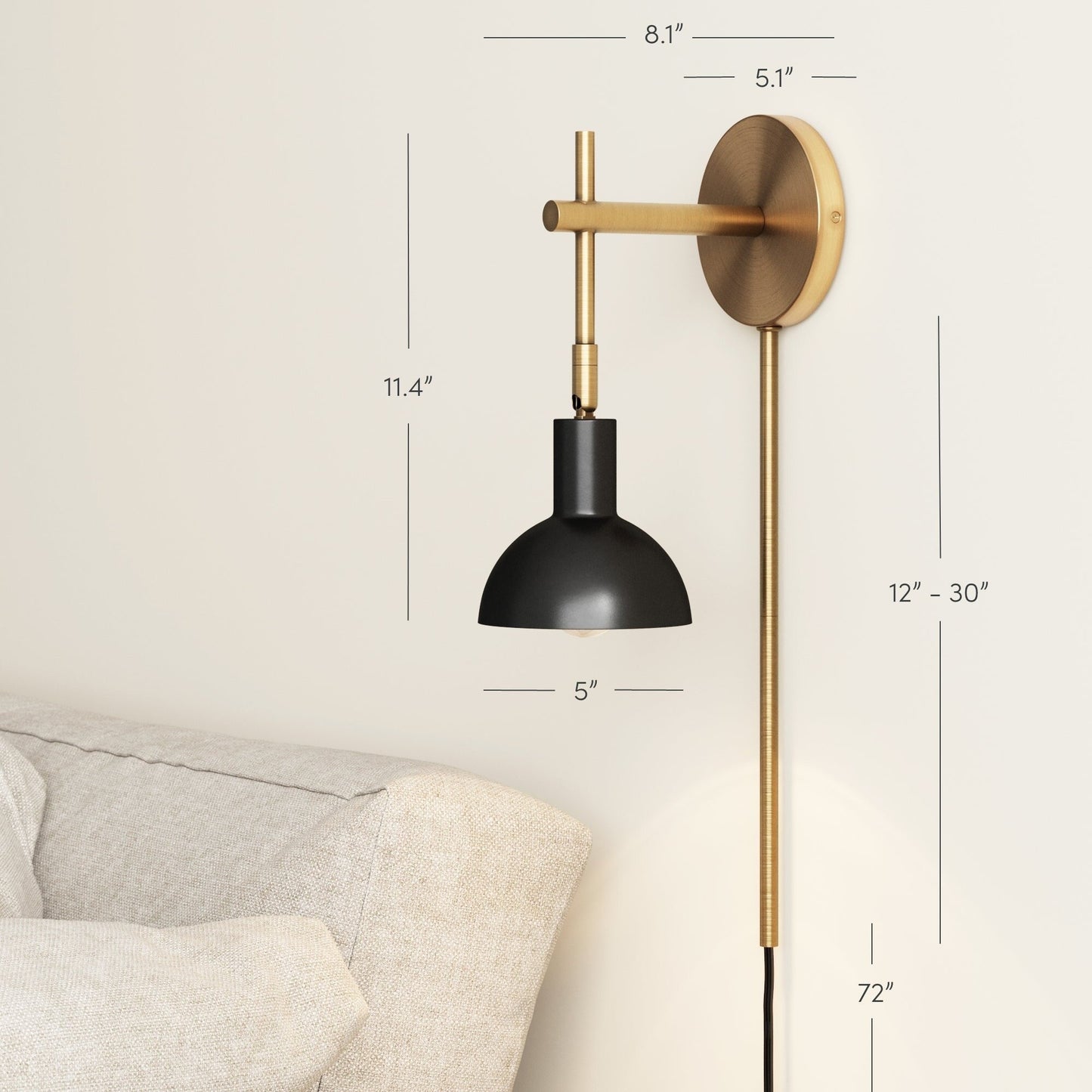 Nathan James Tamlin Wandleuchte mit Arm, 1 Leuchte, mit Plug-and-On-/Off-Schalter