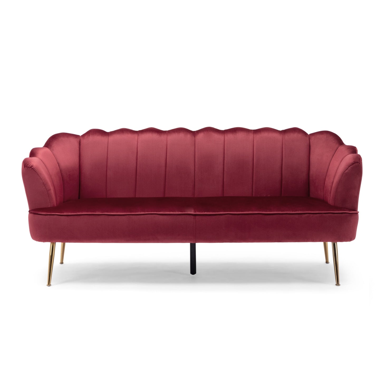 Natural 76.25 Samt-Kanalsteppung 3-Sitzer-Sofa mit Metallbeinen für das Wohnzimmer
