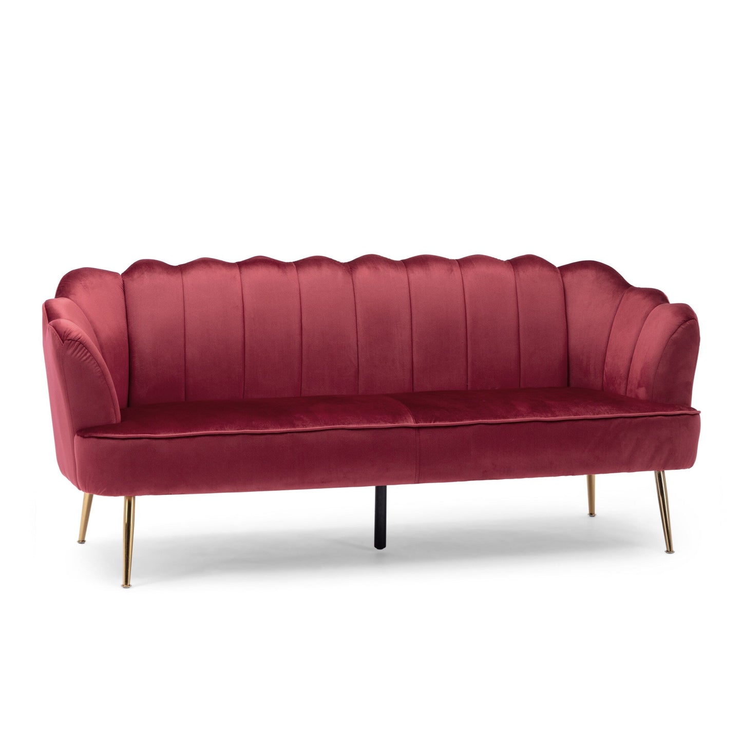 Natural 76.25 Samt-Kanalsteppung 3-Sitzer-Sofa mit Metallbeinen für das Wohnzimmer