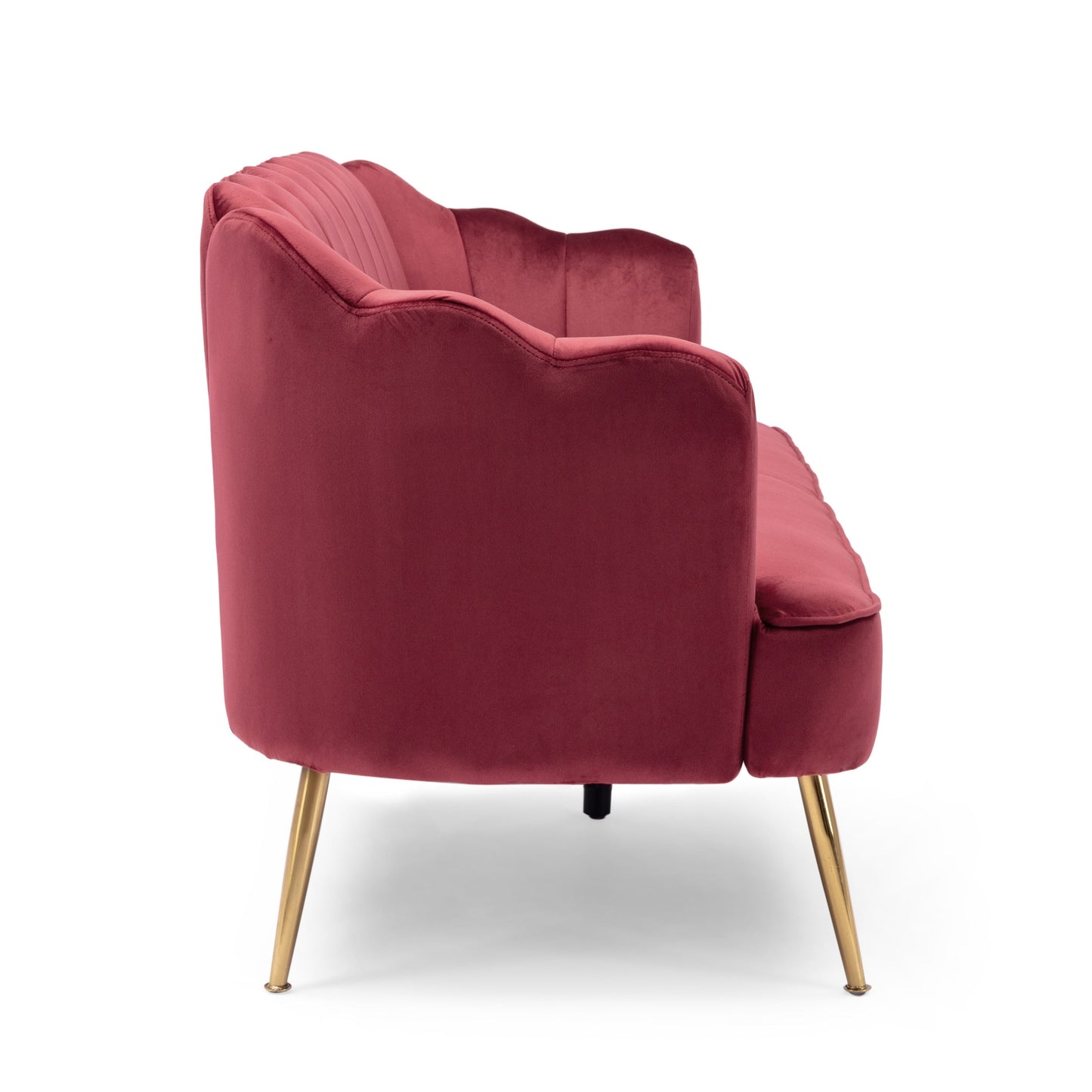 Natural 76.25 Samt-Kanalsteppung 3-Sitzer-Sofa mit Metallbeinen für das Wohnzimmer