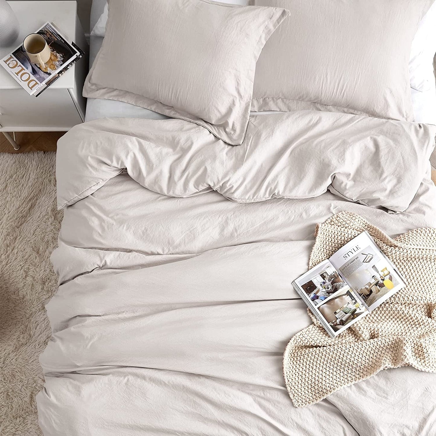 Natural Loft King Solid Bettbezug-Set