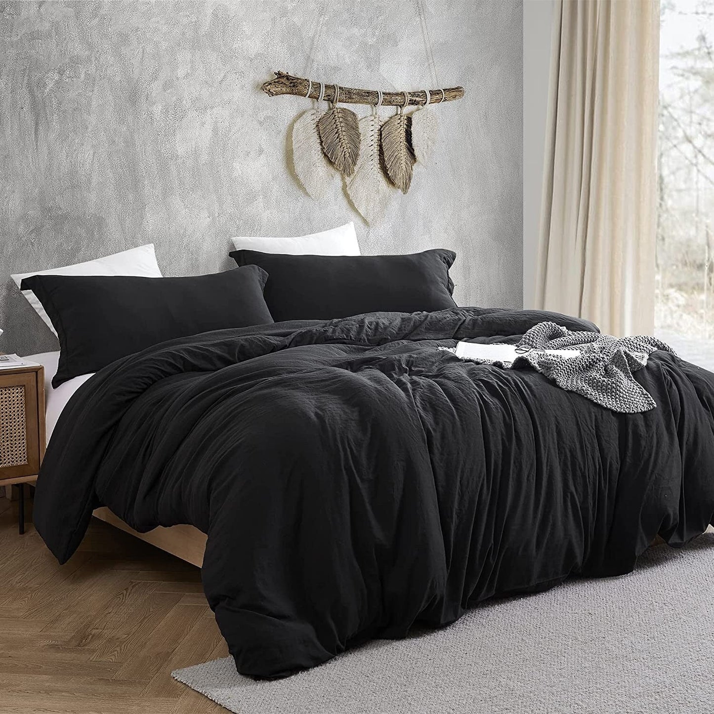Natural Loft King Solid Bettbezug-Set