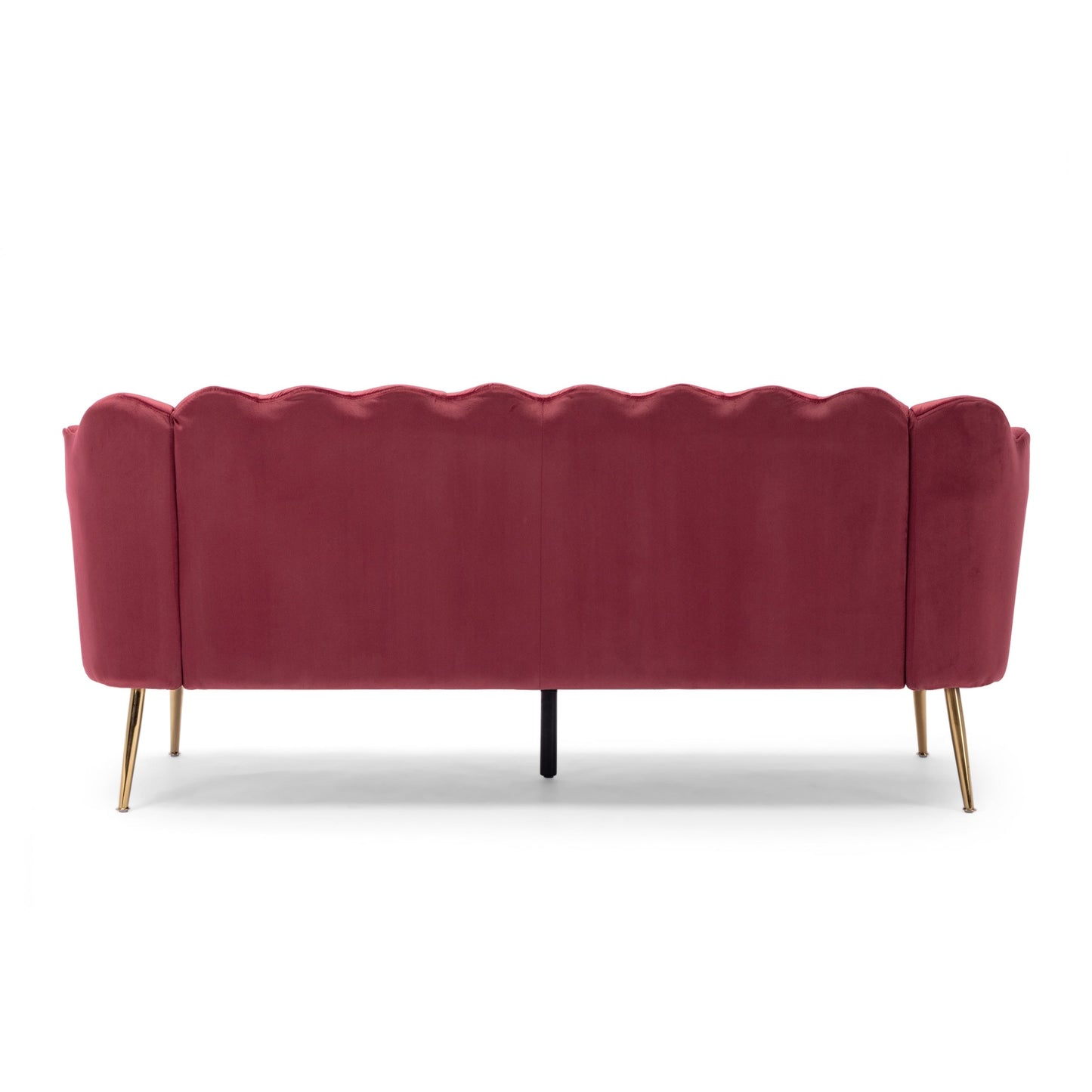 Natural Velvet Channel Stitched 3-seater Sofa with Metal Legs