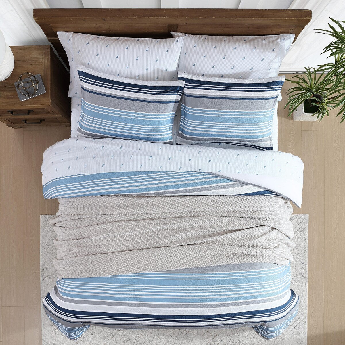 Nautica Bradlee Wende-Bettdeckenset, Blau