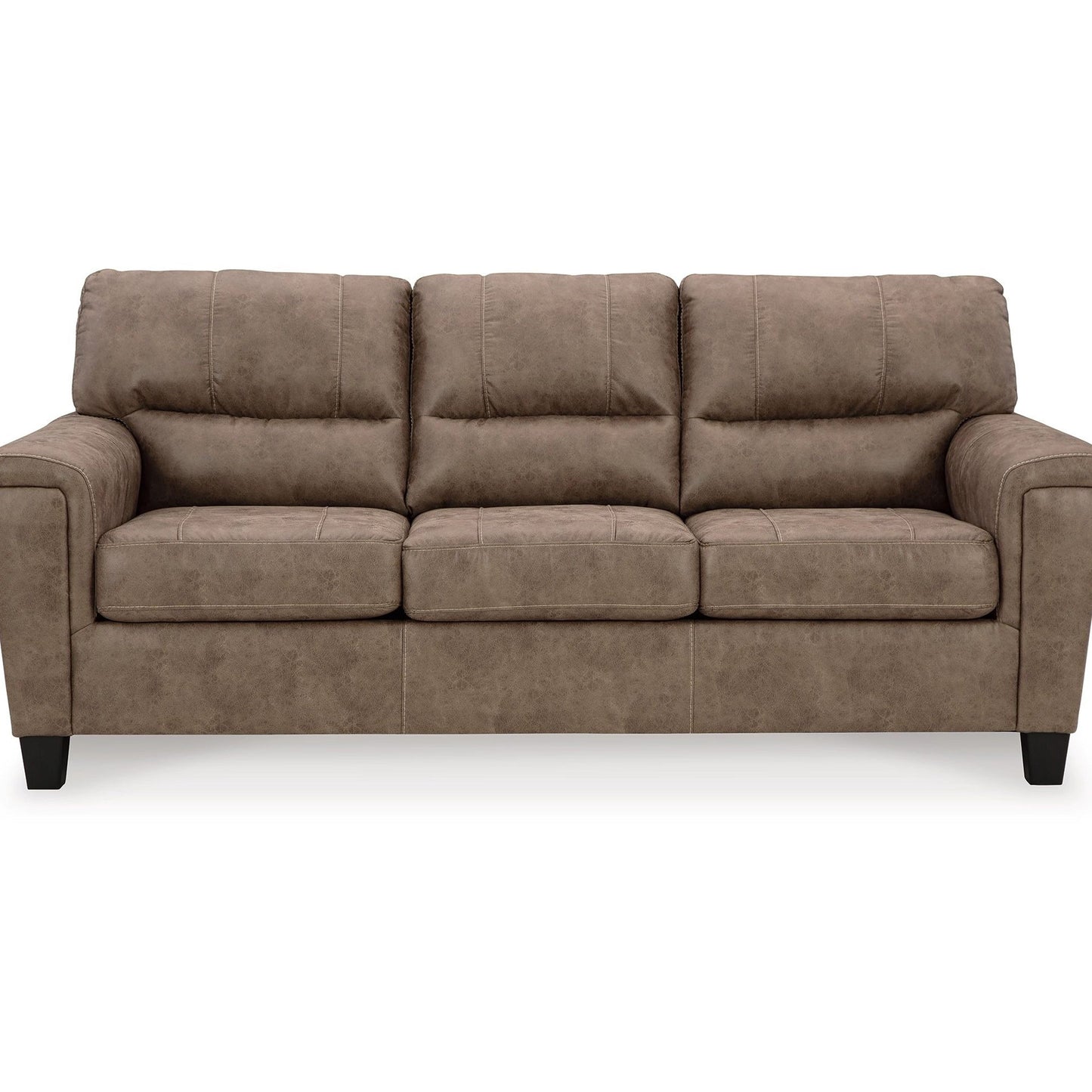 Nav Queen Size Sofa Sleeper, Fossil Brown Faux Leather, Foam, 89 Inch