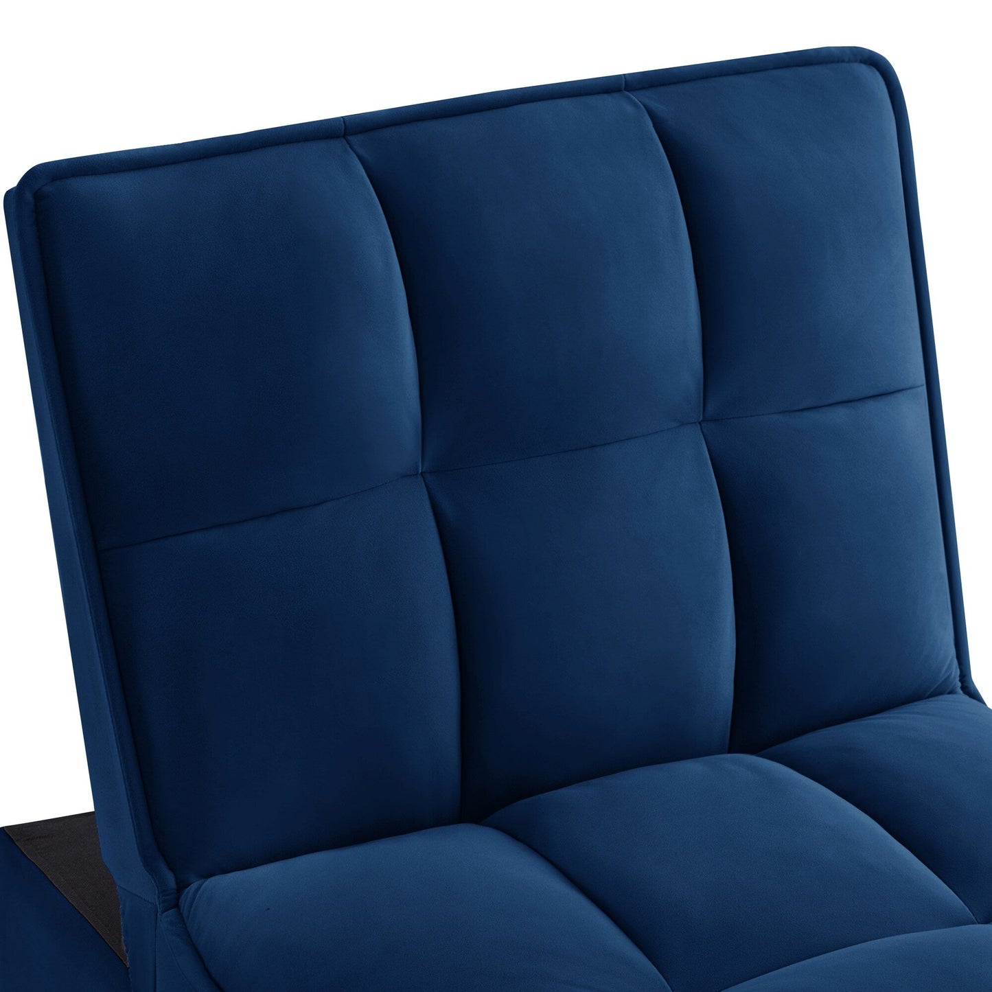 Navy 68.5 Velvet Single Folding Sofa Bed with Adjustable Backrest and Pillows for Living Room