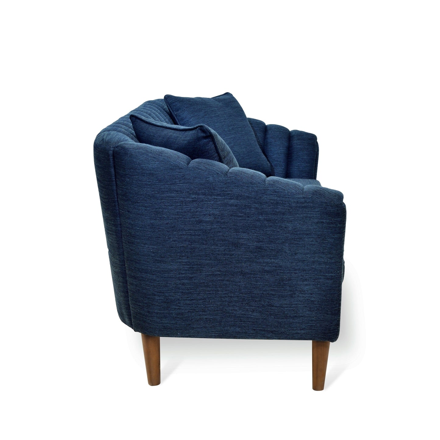 Navy Blue 3-seater Sofa with Wood Legs and Pillows