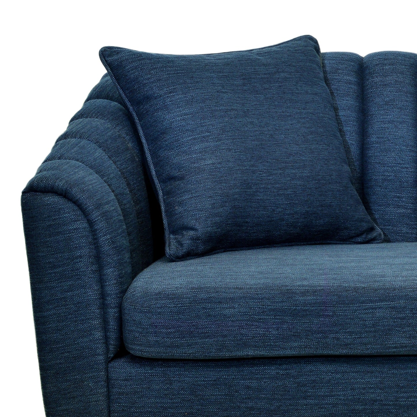 Navy Blue 3-seater Sofa with Wood Legs and Pillows