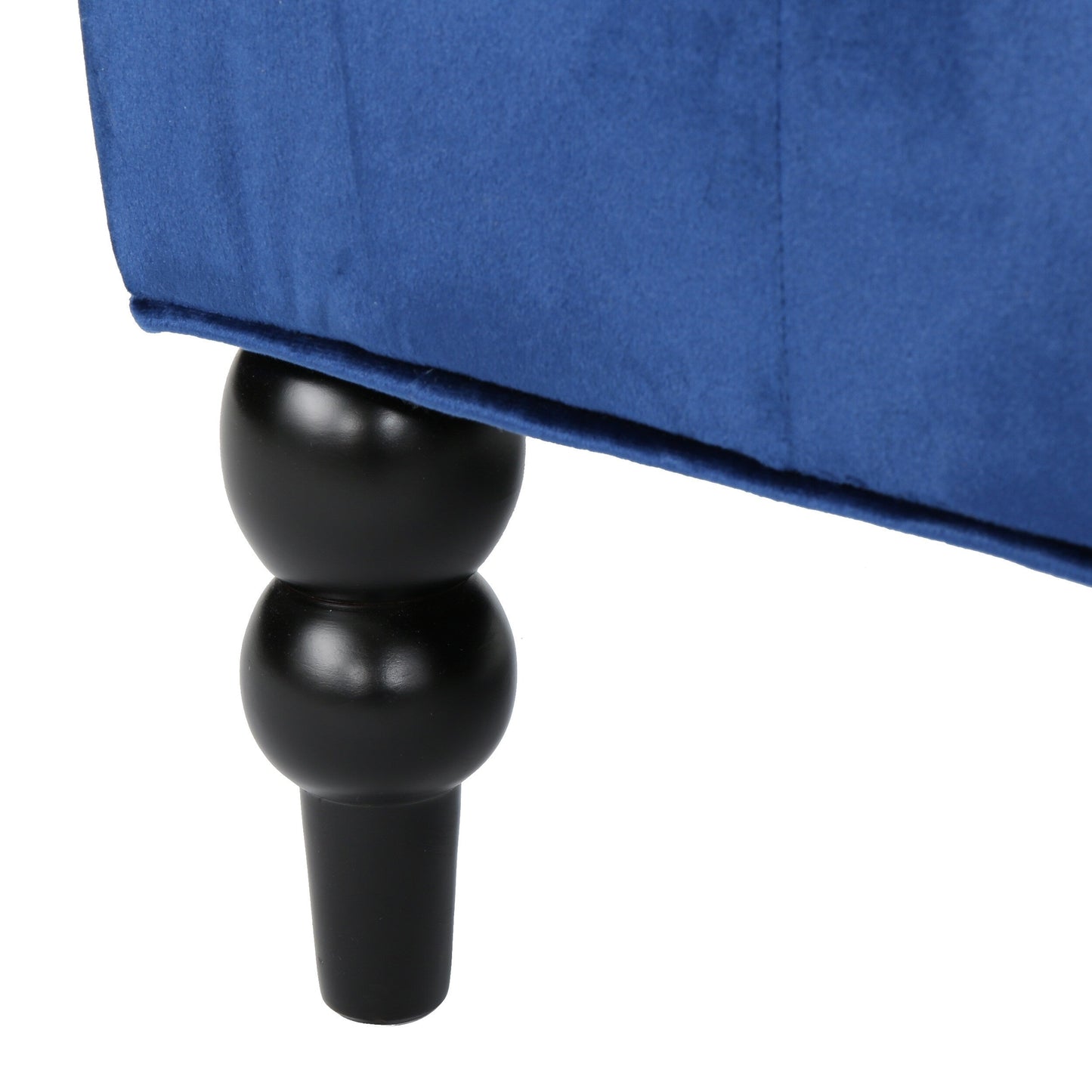 Marineblaues 50.25 Samt-Sofa mit Knopfheftung, hohes Ohrensessel-Sofa mit Holzbeinen für das Wohnzimmer