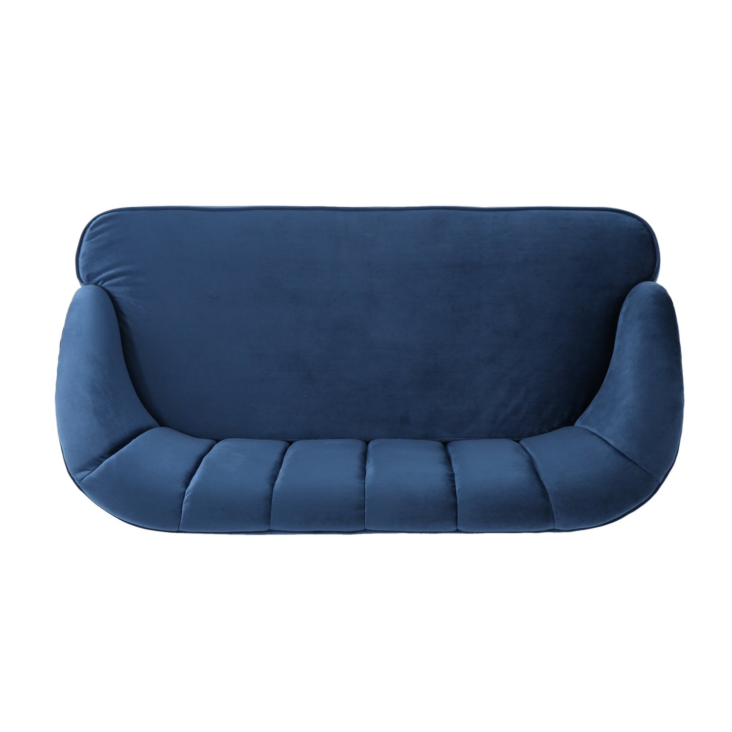 Marineblaues 50-Sofa aus Samt mit Birkenholzrahmen und abgewinkelten Birkenholzbeinen für das Wohnzimmer