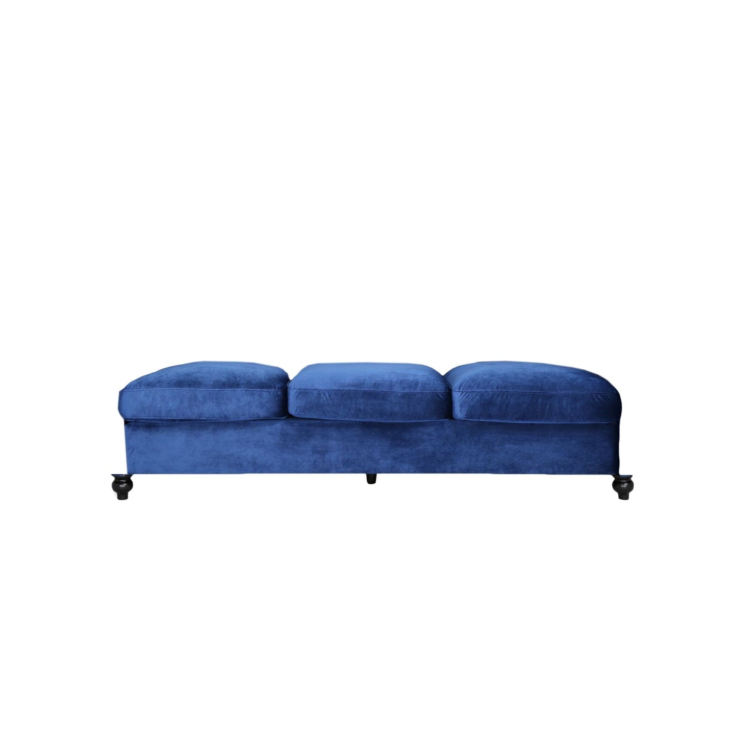 Marineblaues Chesterfield 84,75 knopfgetuftetes 3-Sitzer-Sofa mit Nagelköpfen und Holzbeinen für das Wohnzimmer