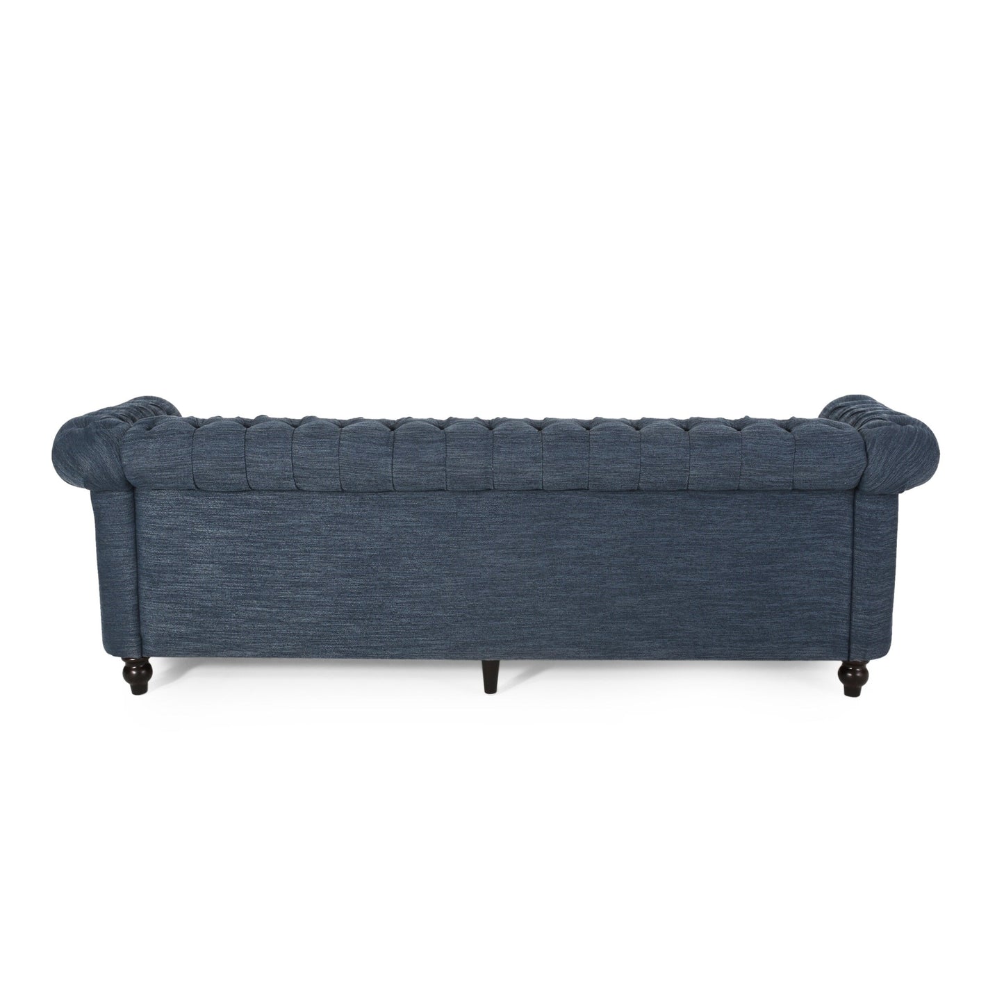 Marineblaues Chesterfield 84.75 3-Sitzer-Sofa mit Knopfheftung, Nagelköpfen und Holzbeinen