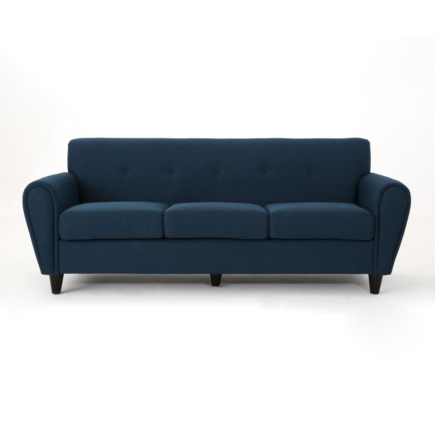 Navy Blue Modern 78.5 3-seater Sofa with Wood Legs and Plywood wooden frame for Living Room