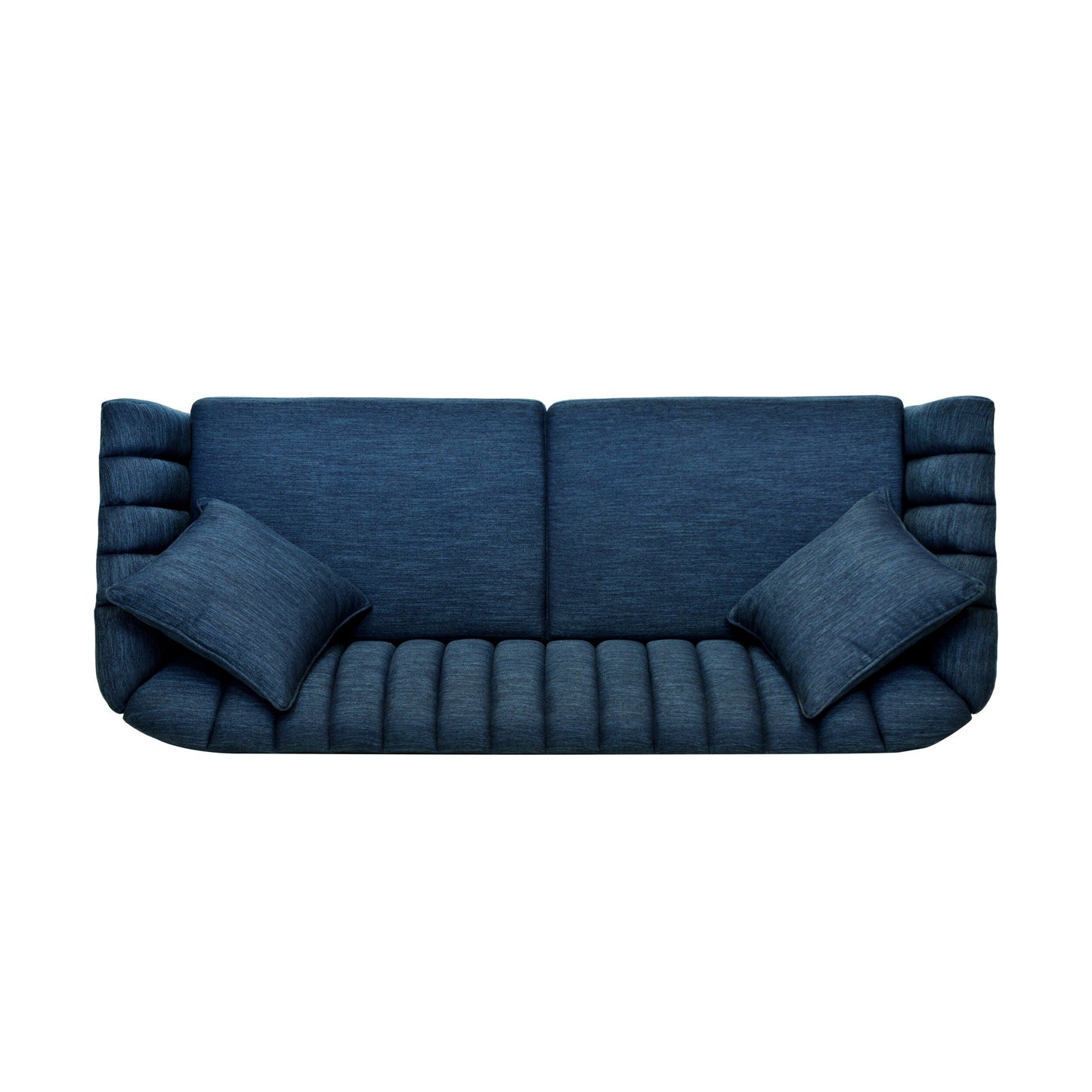 Marineblaues modernes 84,5 3-Sitzer-Sofa mit Holzbeinen und Kissen für das Wohnzimmer