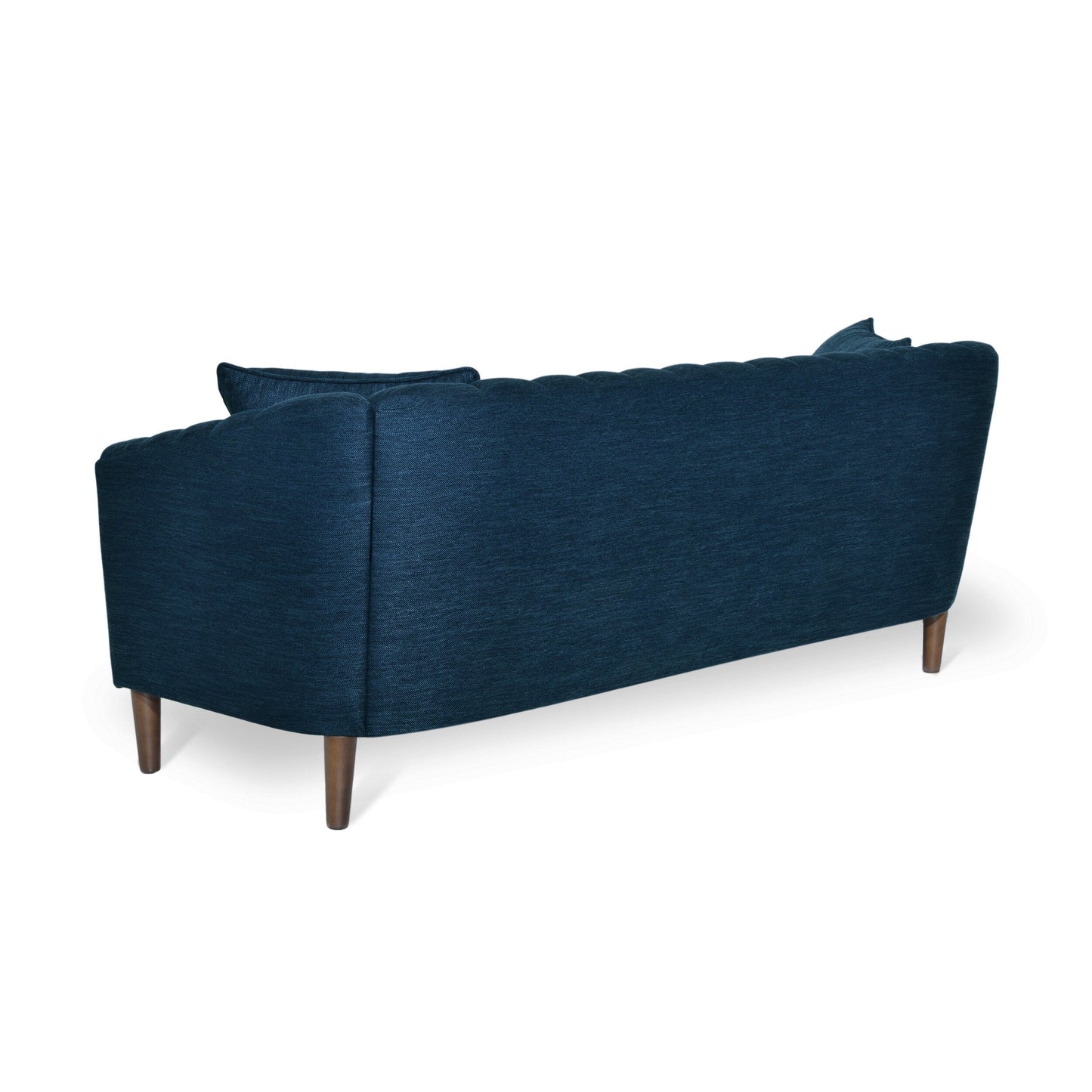 Marineblaues modernes 84,5 3-Sitzer-Sofa mit Holzbeinen und Kissen für das Wohnzimmer