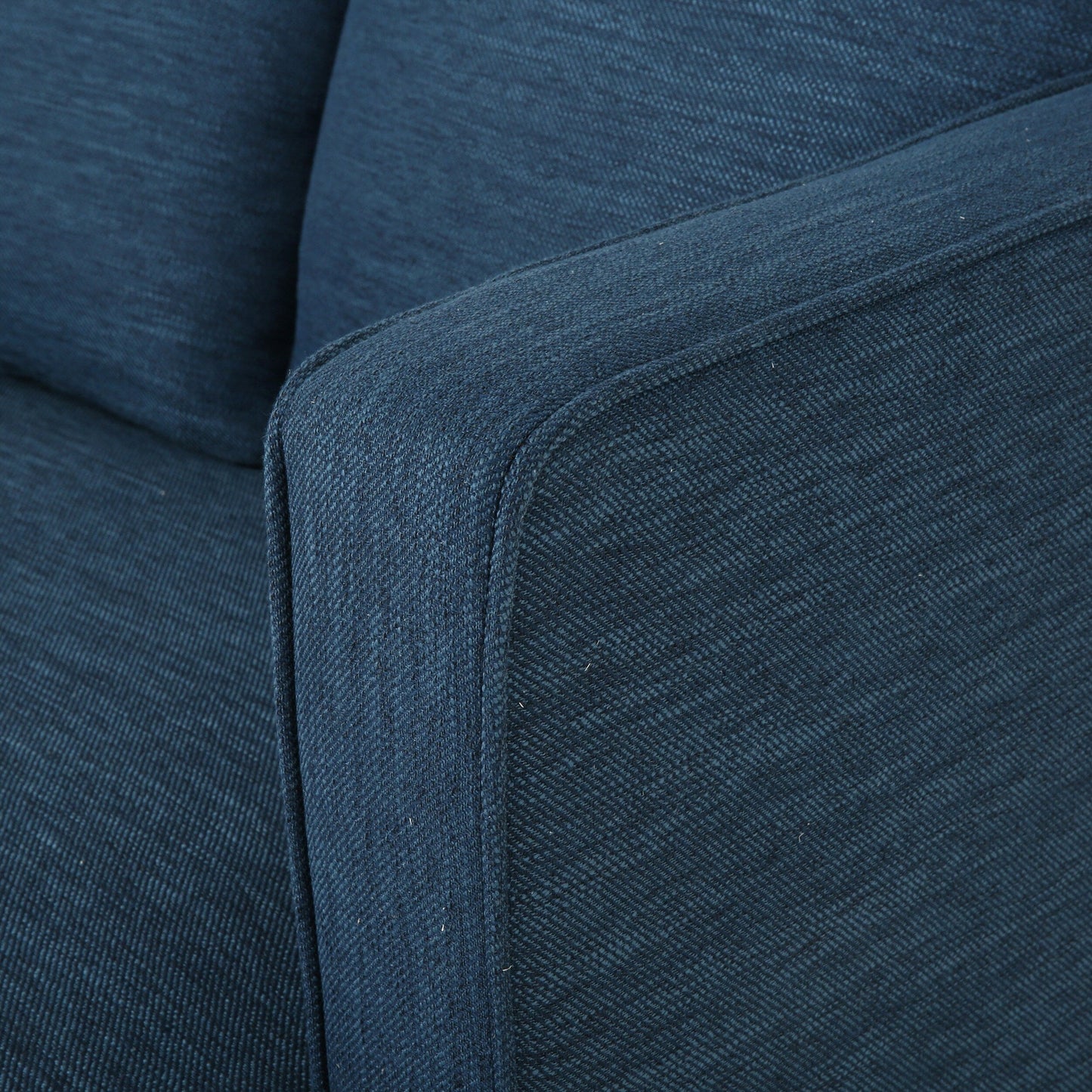 Navy Blue Modern 86 3-seater Sofa with Wood Legs and Tufted Back for Living Room