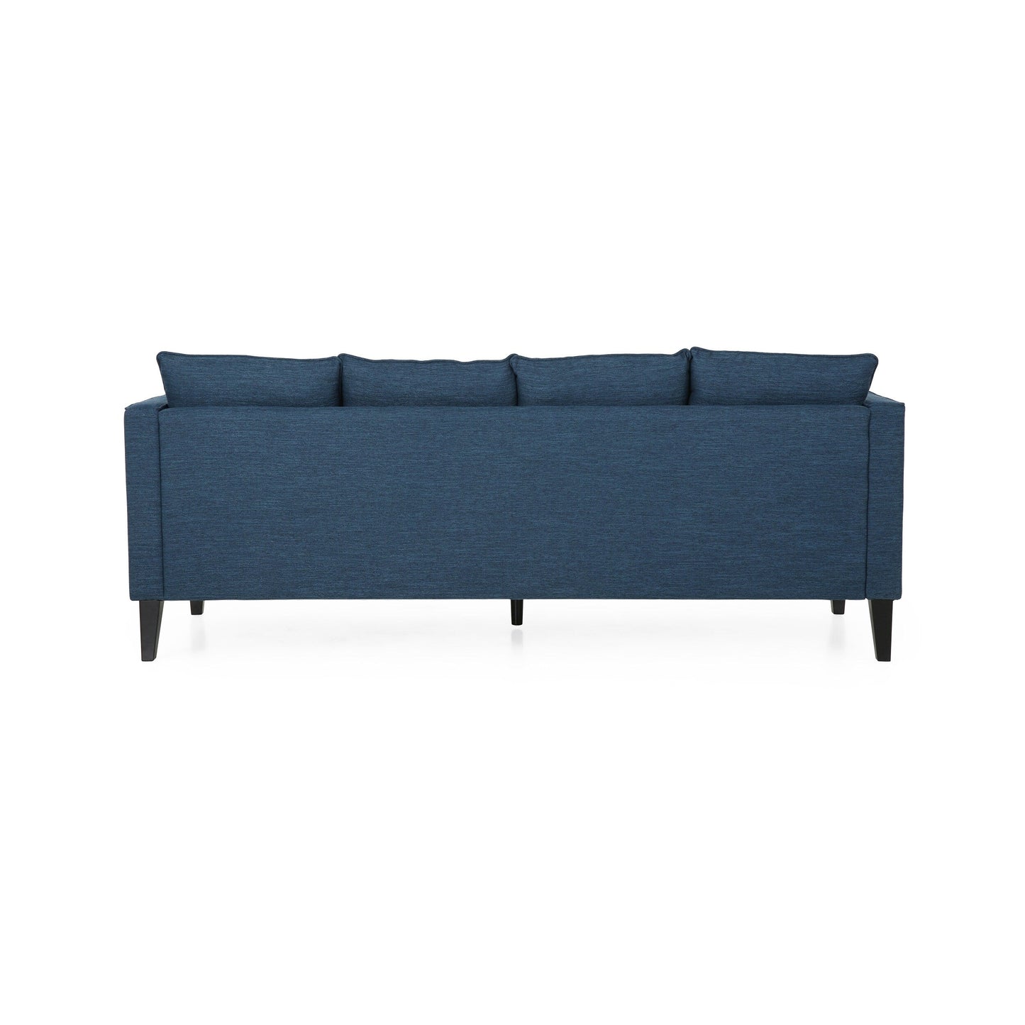 Navy Blue Modern 86 3-seater Sofa with Wood Legs and Tufted Back for Living Room