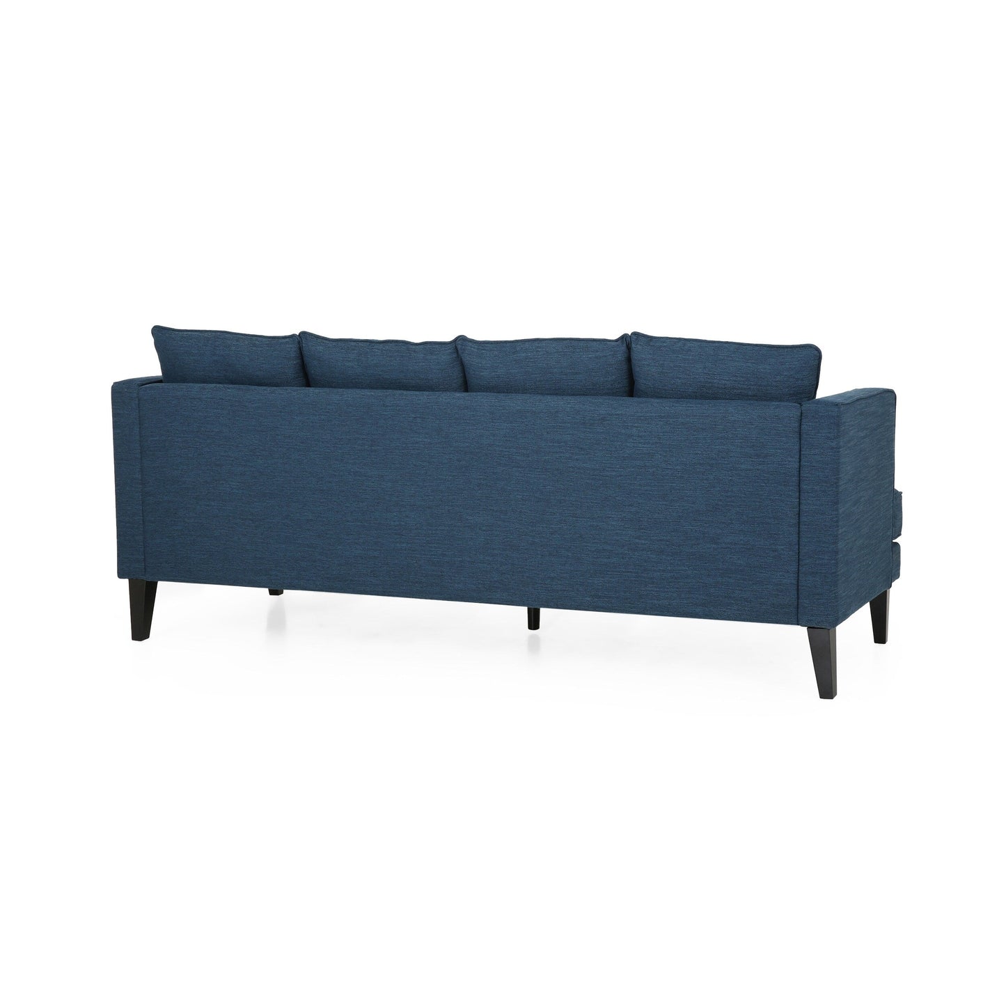 Navy Blue Modern 86 3-seater Sofa with Wood Legs and Tufted Back for Living Room