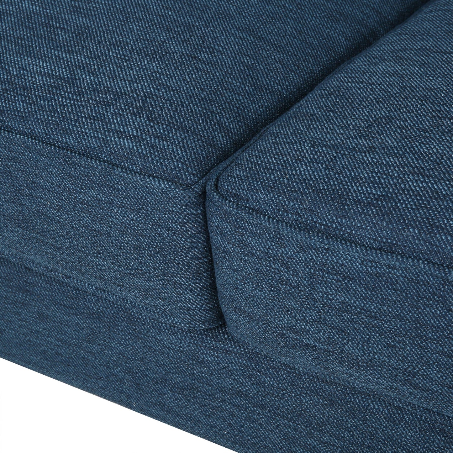 Navy Blue Modern 86 3-seater Sofa with Wood Legs and Tufted Back for Living Room