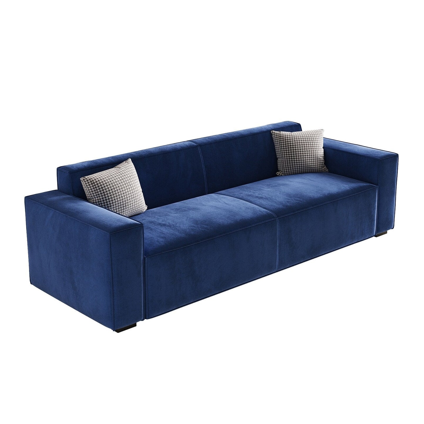 Navy Blue Modern 88.6 Chenille Loveseat Upholstered Sofa with 4 Solid Wood Legs and 2 Pillows for Living Room