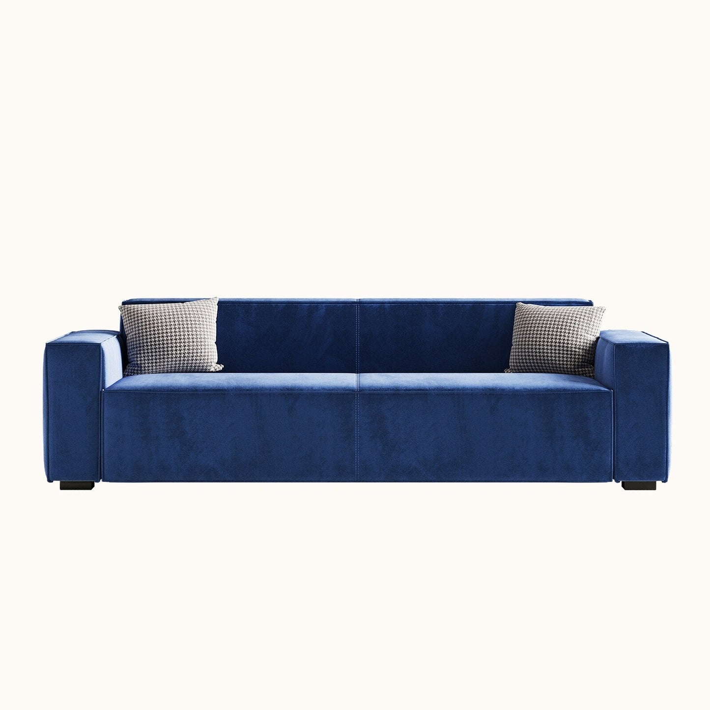 Navy Blue Modern 88.6 Chenille Loveseat Upholstered Sofa with 4 Solid Wood Legs and 2 Pillows for Living Room