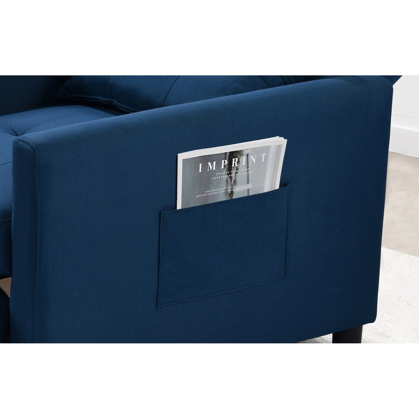 Navy Modern 27.5 3 in 1 Single Convertible Sofa Bed with Adjustable Back and Pillow for Living Room