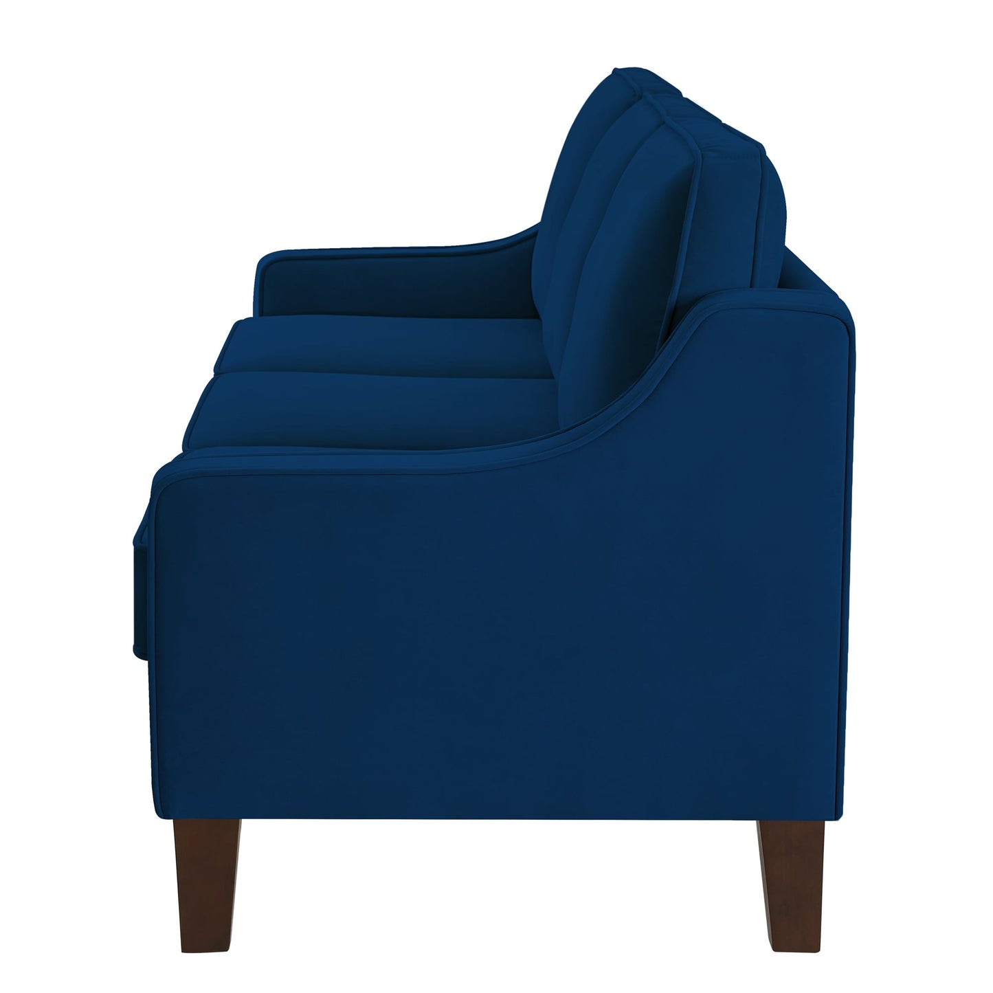 Navy Modern 74 Velvet 3-seater Upholstered Sofa with Scooped Armrest and Removable Cushions for Living Room