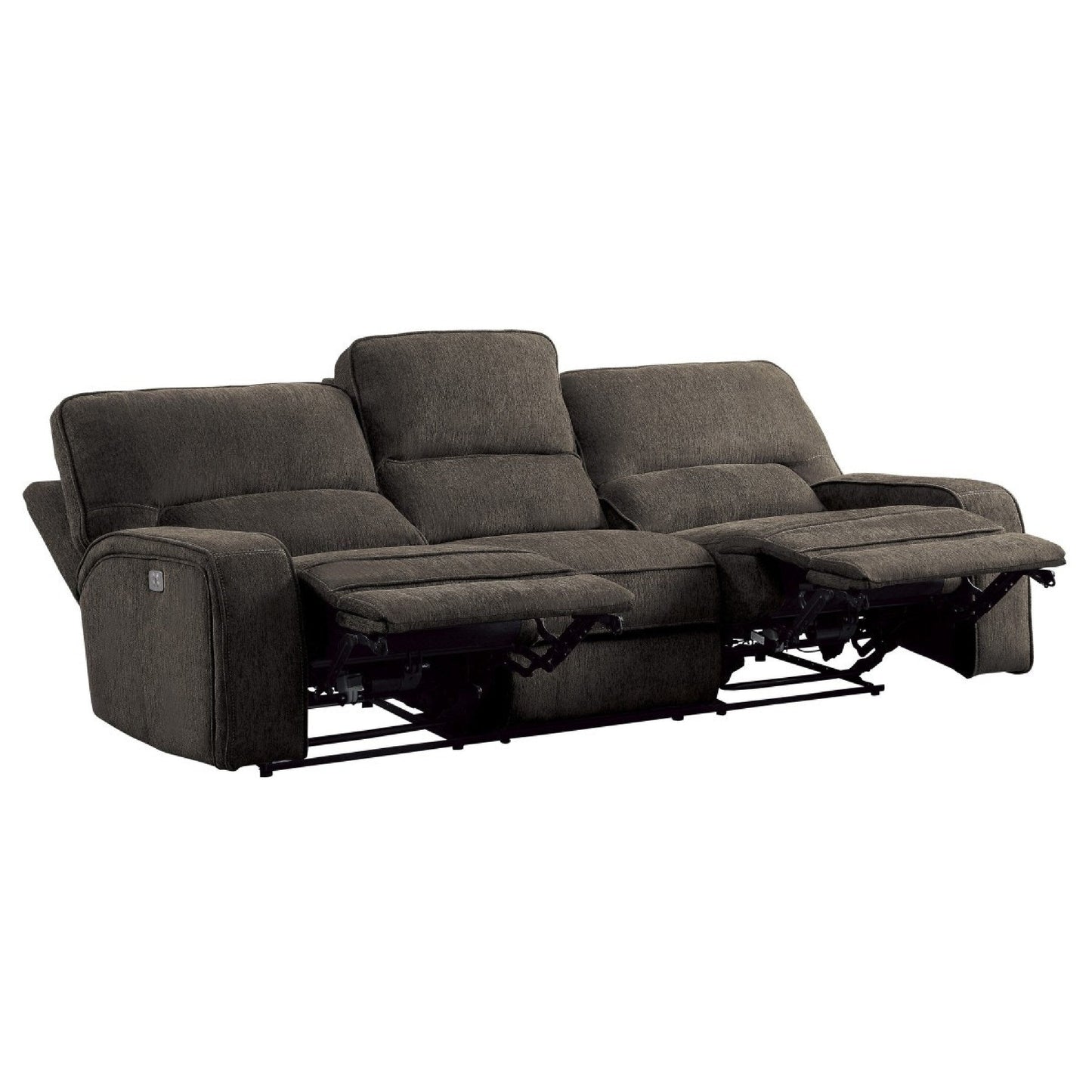 Neo Power Reclining Sofa with USB, Light Gray Chenille, 99 Inch