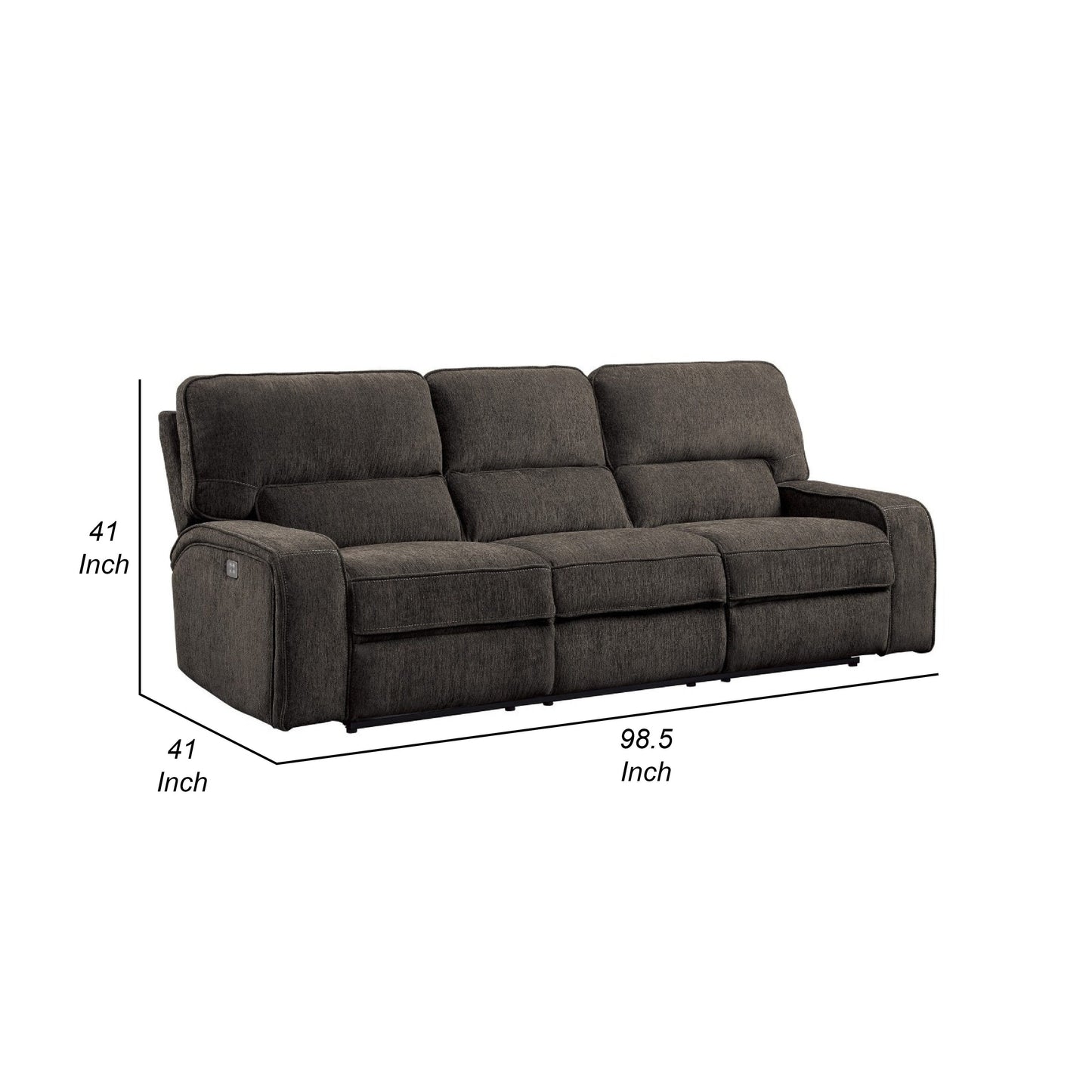 Neo Power Reclining Sofa with USB, Light Gray Chenille, 99 Inch