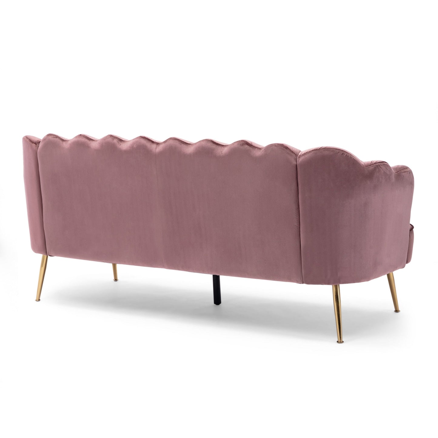Nika Sofa, 3 Seater, Channel Stitching, 76 Inch, Blush Pink Velvet