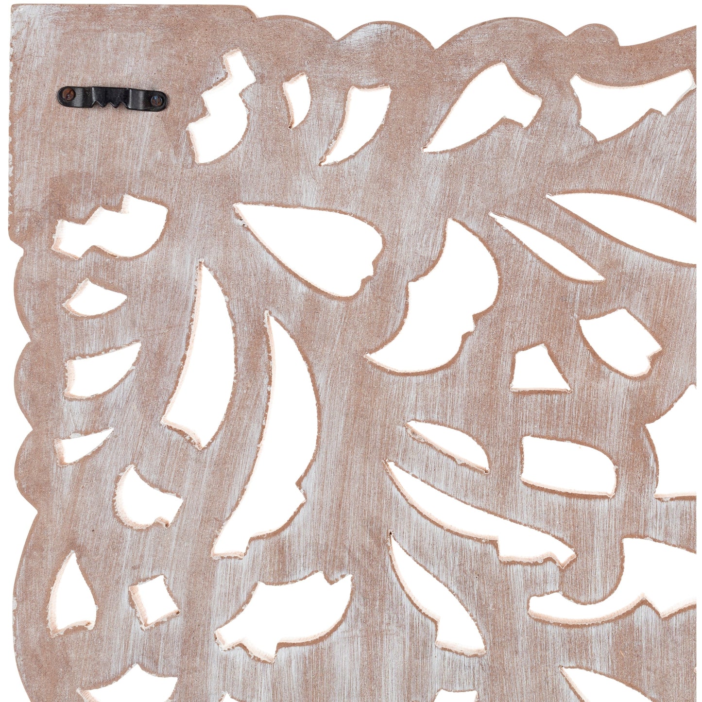 Norma Floral, handgeschnitztes Wandbild aus Naturholz, 122 x 71 cm, 3-teilig