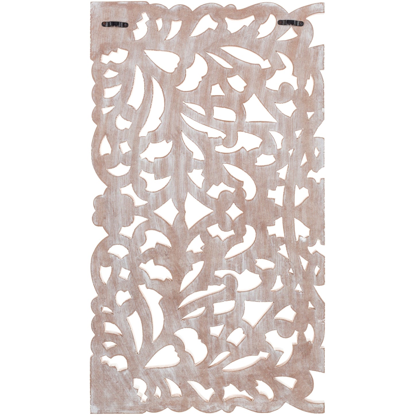 Norma Floral, handgeschnitztes Wandbild aus Naturholz, 122 x 71 cm, 3-teilig