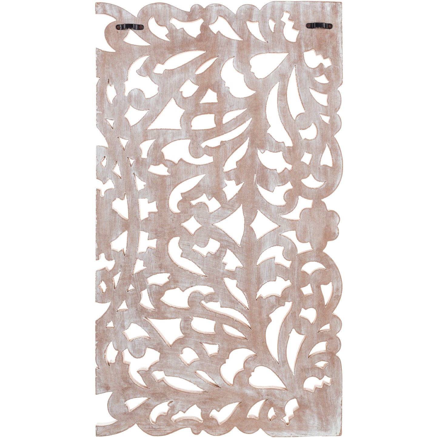 Norma Floral, handgeschnitztes Wandbild aus Naturholz, 122 x 71 cm, 3-teilig