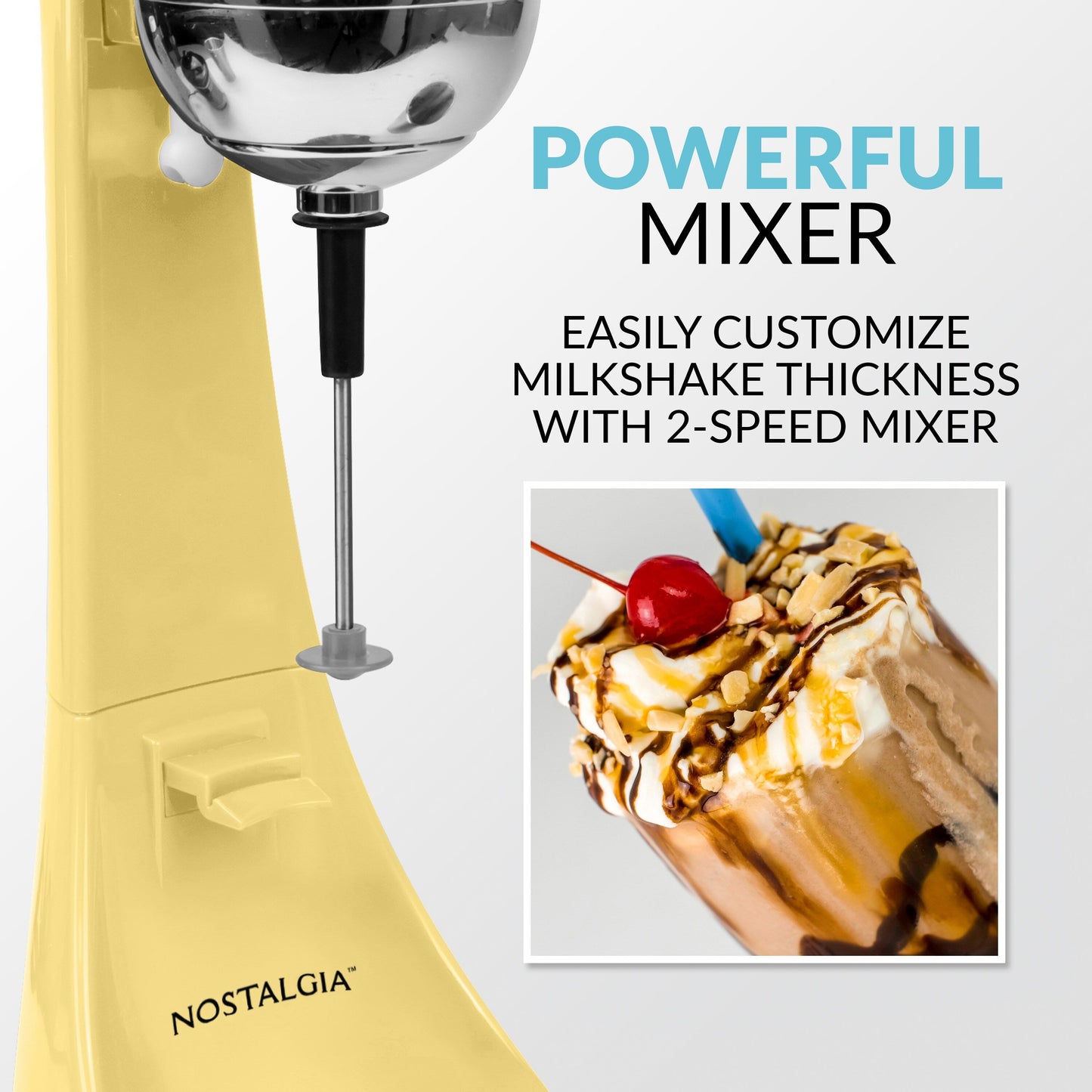 Nostalgia Elektrischer Milchshake-Maker und Getränkemixer mit zwei Geschwindigkeiten