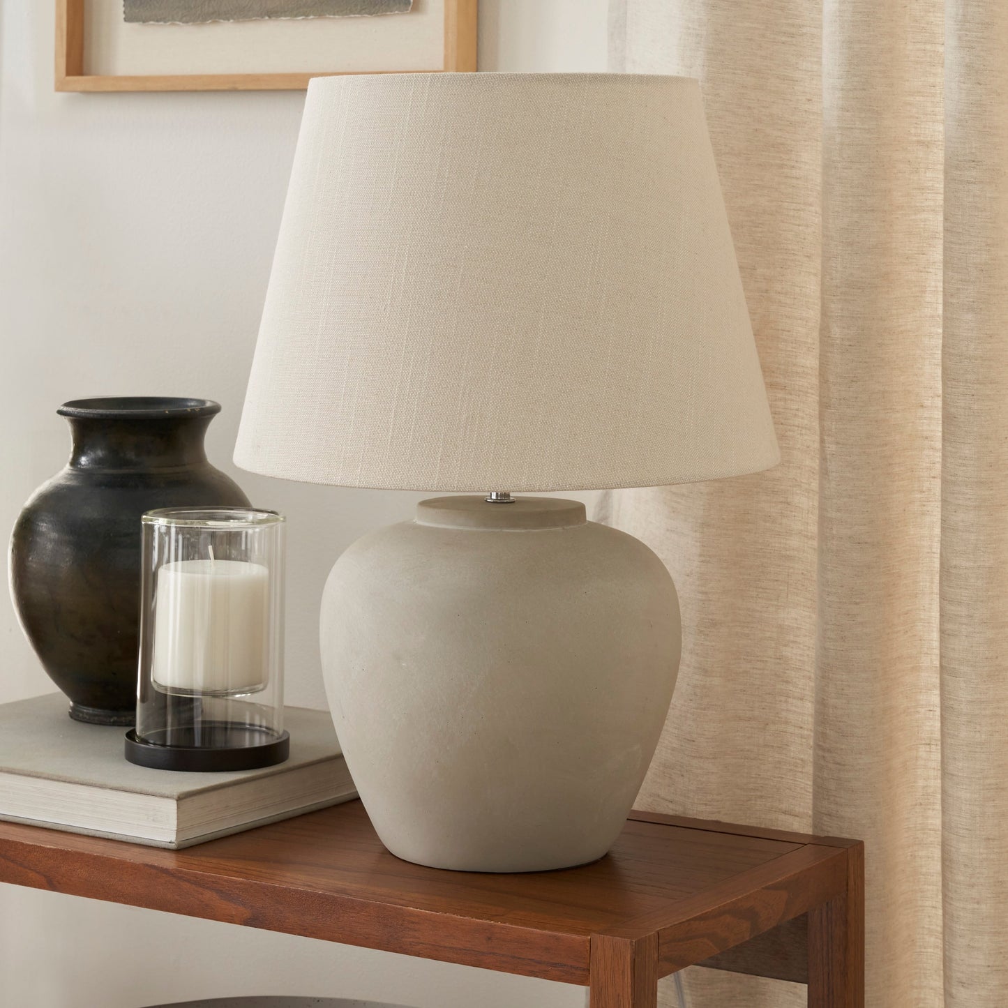 Nourison 20 Rustikale Keramiktopf-Tischlampe