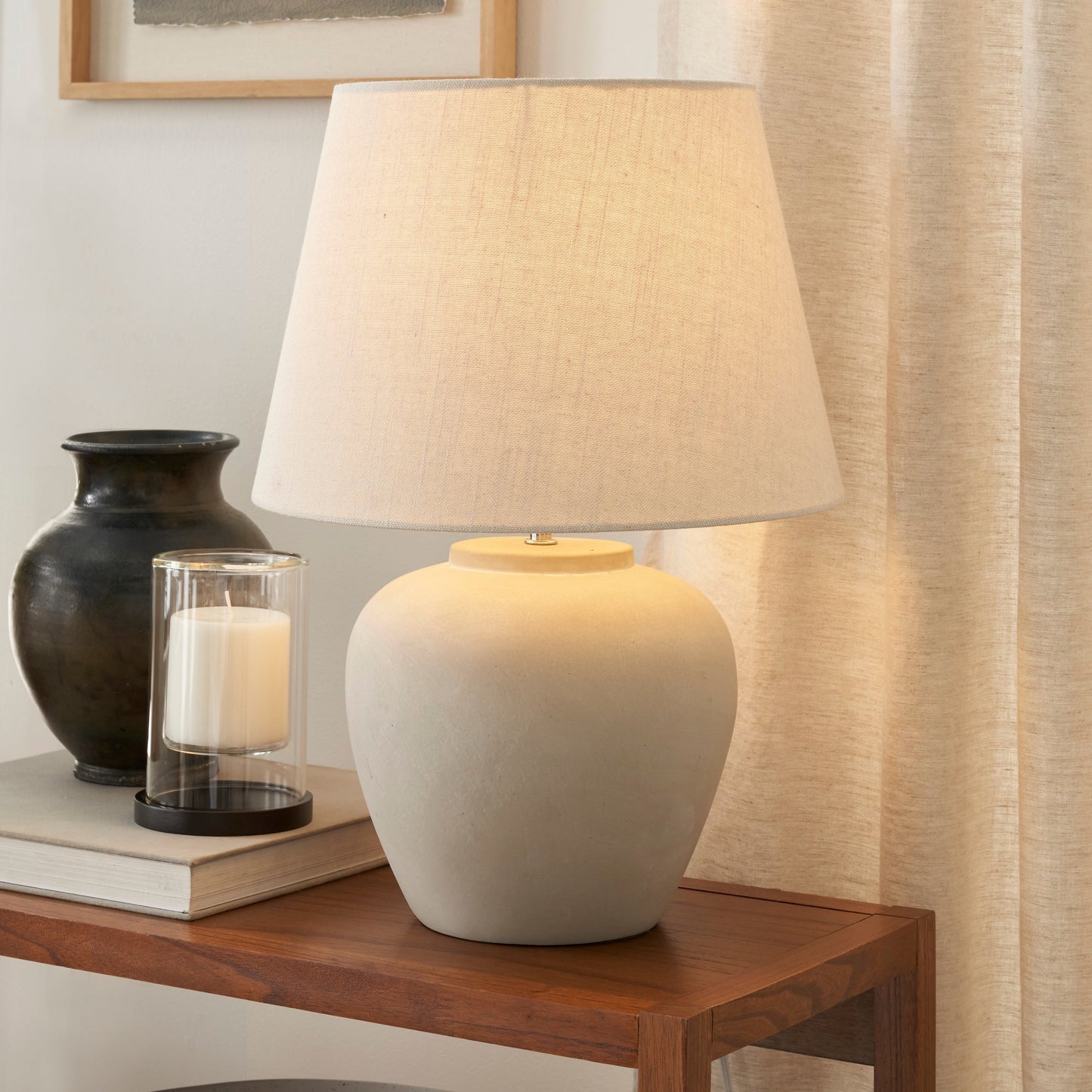 Nourison 20 Rustikale Keramiktopf-Tischlampe