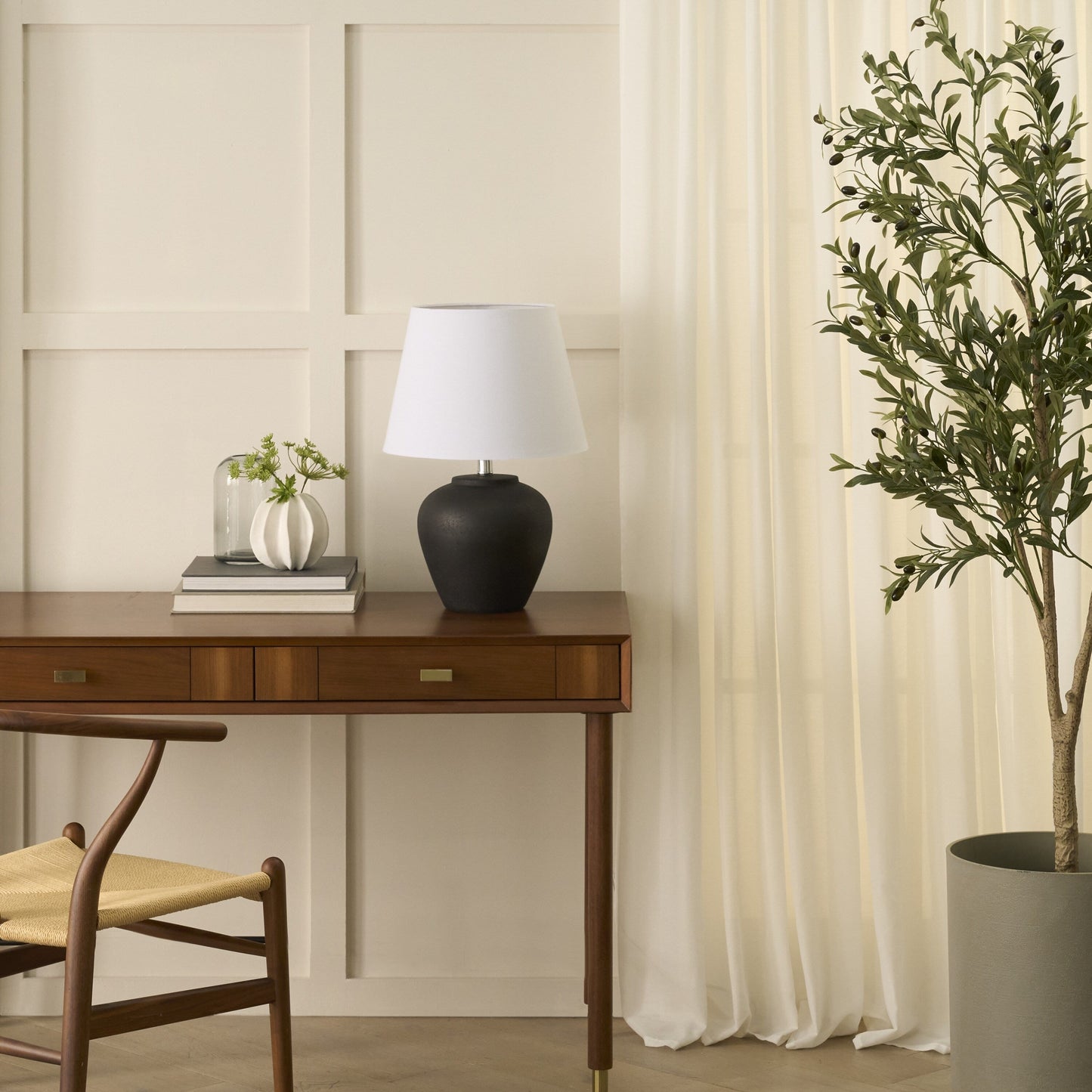 Nourison 20 Rustikale Keramiktopf-Tischlampe